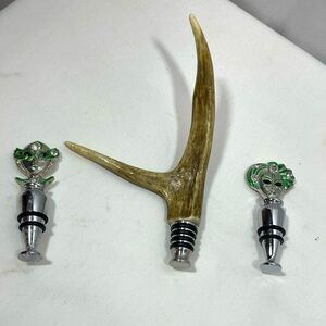 Wine \ Bottle stoppers 2 Mardi Gras theme & one Dear Horn